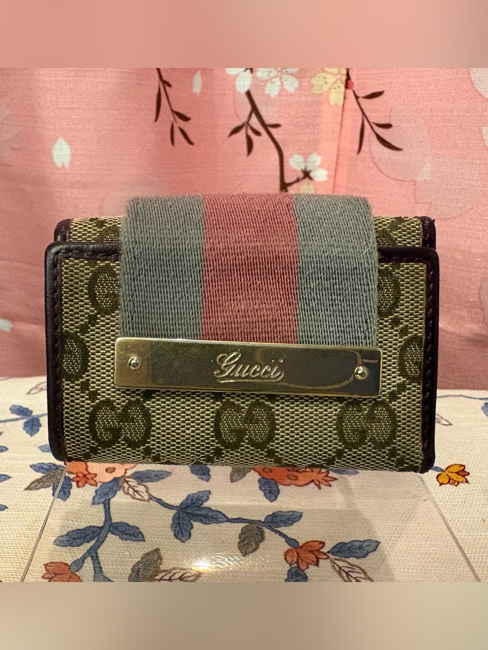 Gucci GG Canvas Web Sherry 6-Ring Key Case Pouch *retouched*